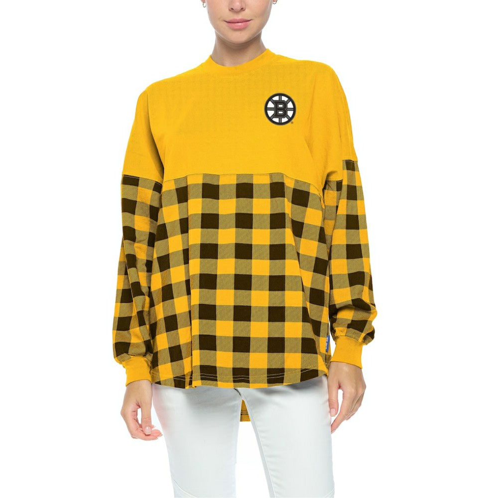 NHL Gold Boston Bruins Fanatics Women's Buffalo Check Long Sleeve T-Shirt