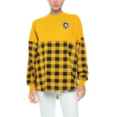 NHL Gold Pittsburgh Penguins Fanatics Women's Buffalo Check Long Sleeve T-Shirt