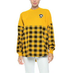 NHL Gold Pittsburgh Penguins Fanatics Women's Buffalo Check Long Sleeve T-Shirt