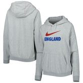 England National Team Women's Lockup Varsity Fleece Raglan Pullover Hoodie - Nike Heather Gray