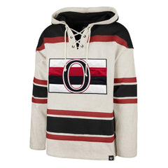 NHL Oatmeal Ottawa Senators '47 Rockaway Lace-Up Pullover Hoodie