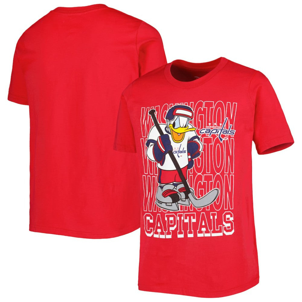 NHL Red Washington Capitals Youth Disney Donald Duck Three-Peat T-Shirt