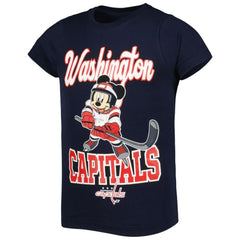 NHL Navy Washington Capitals Girls Youth Mickey Mouse Go Team Go T-Shirt
