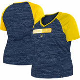 MLB Milwaukee Brewers New Era Women's Plus Size Space Dye Raglan V-Neck T-Shirt