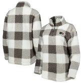 NHL Gray/White Philadelphia Flyers G-III 4Her by Carl Banks Women's Logo Plaid Sherpa Quarter-Zip Jacket