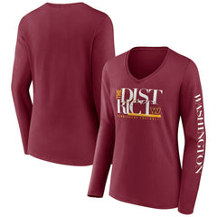 Women's Hometown Sweep Long Sleeve V-Neck T-Shirt - Washington Commanders