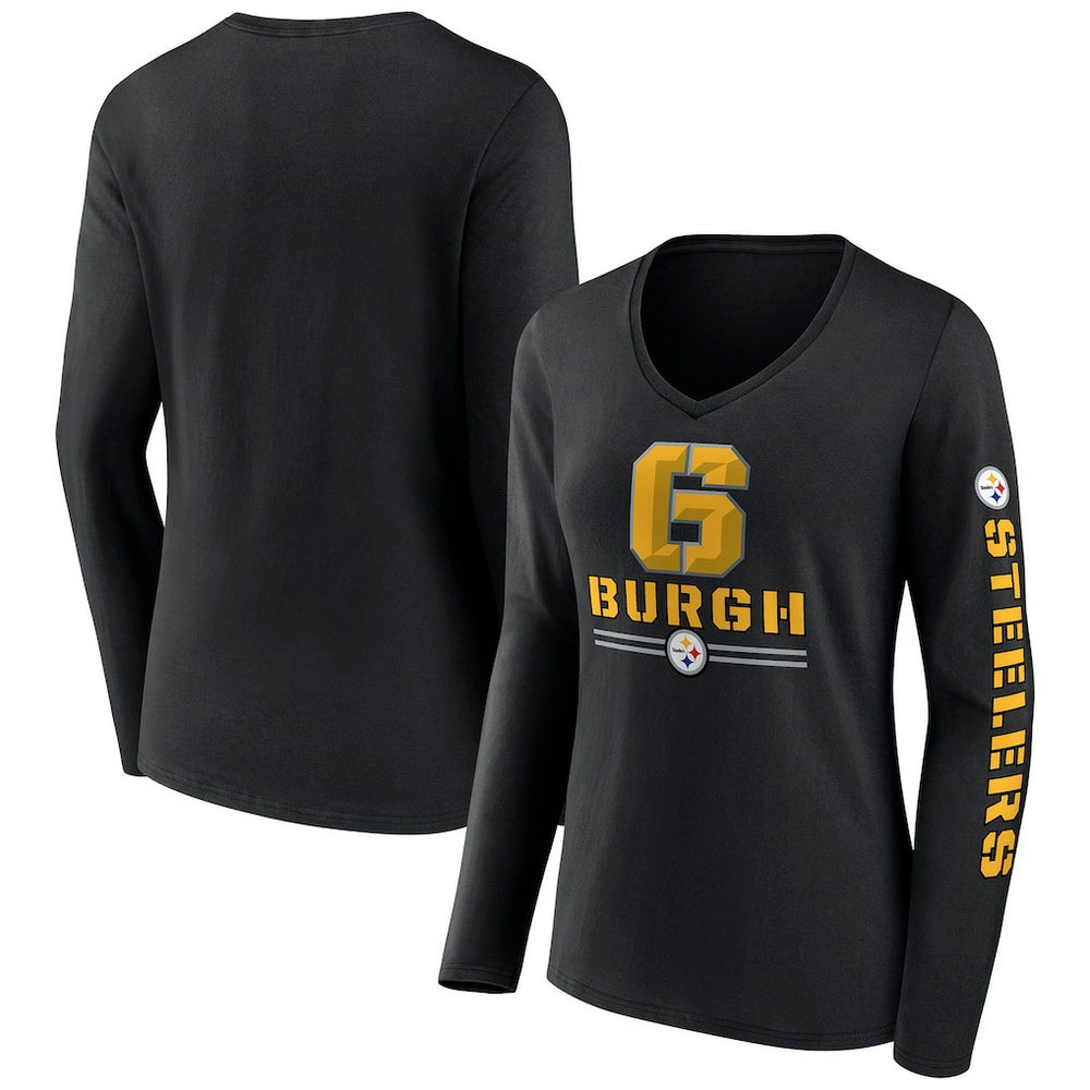 Women's Hometown Sweep Long Sleeve V-Neck T-Shirt - Pittsburgh Steelers