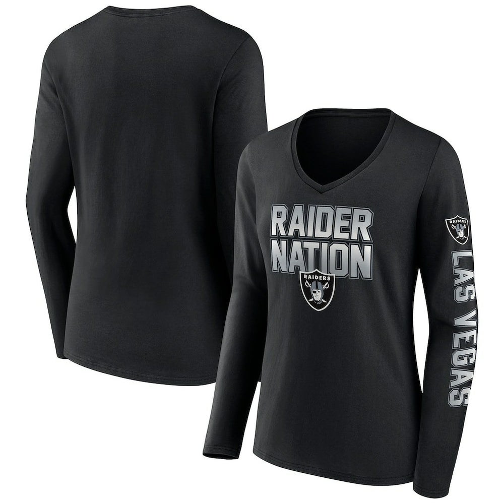 Women's Hometown Sweep Long Sleeve V-Neck T-Shirt - Las Vegas Raiders