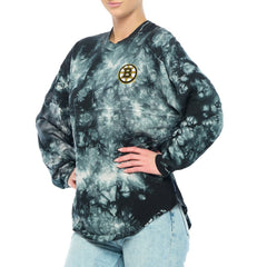 NHL Black Boston Bruins Fanatics Women's Crystal-Dye Long Sleeve T-Shirt