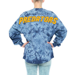 NHL Navy Nashville Predators Fanatics Women's Crystal-Dye Long Sleeve T-Shirt