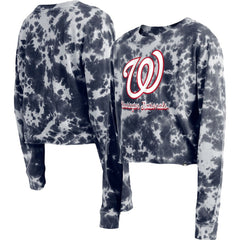 MLB Washington Nationals New Era Women's Tie-Dye Cropped Long Sleeve T-Shirt