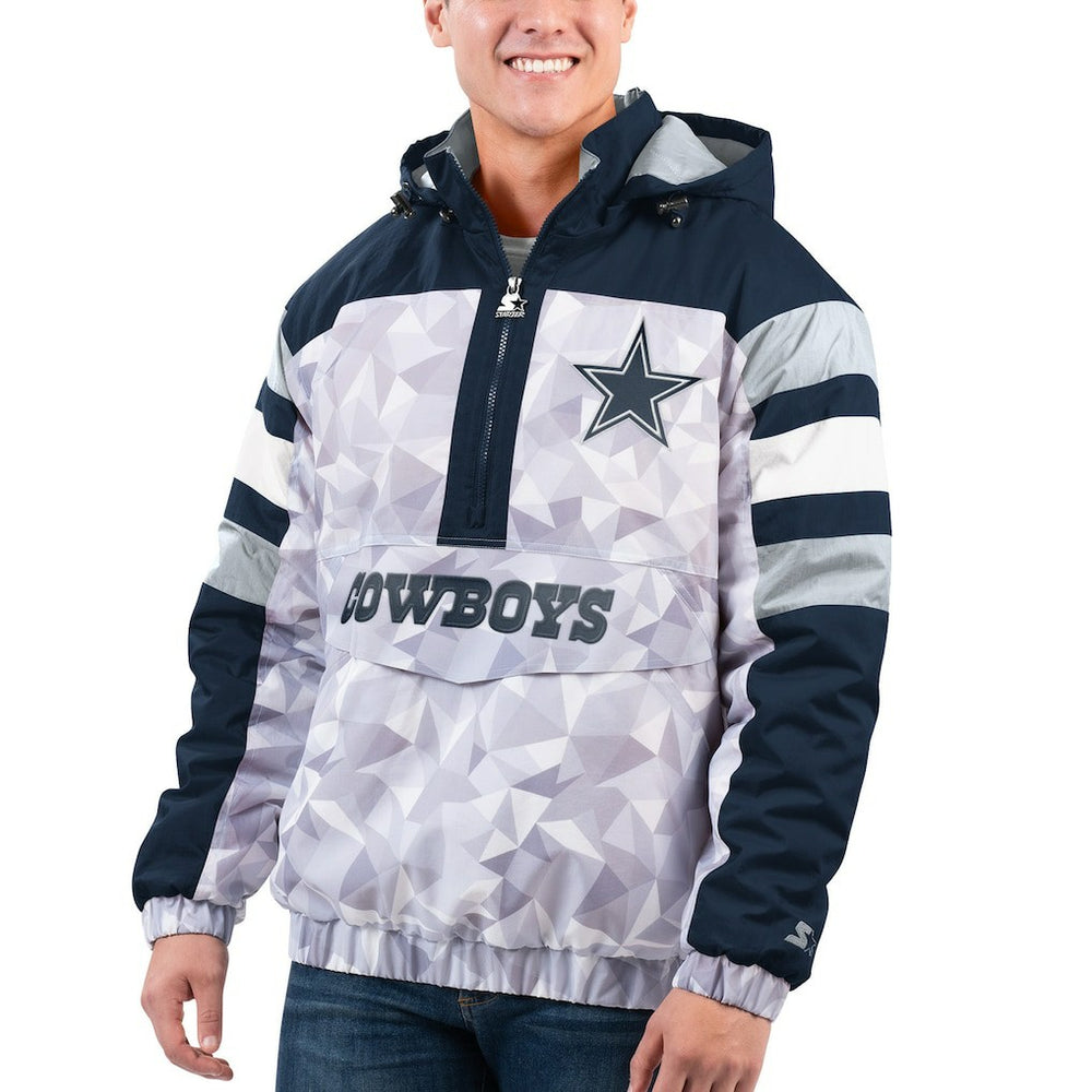 Starter Thursday Night Gridiron Raglan Half-Zip Hooded Jacket - Dallas Cowboys