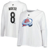 NHL White Colorado Avalanche Profile Women's Plus Size Distressed Printed Name & Number Long Sleeve T-Shirt