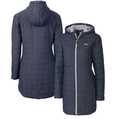 Cutter & Buck Women's Rainier Primaloft Eco Hooded Long Lightweight Coat - Denver Broncos