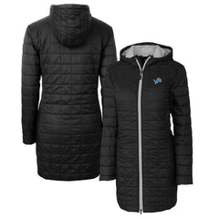 Cutter & Buck Women's Rainier Primaloft Eco Hooded Long Lightweight Coat - Detroit Lions
