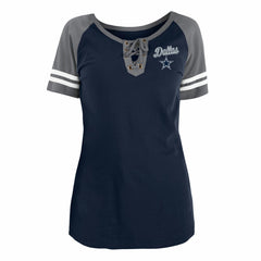 Women's Team Logo Lace-Up Raglan T-Shirt - Dallas Cowboys
