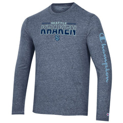 NHL Heather Navy Seattle Kraken Champion Tri-Blend Long Sleeve T-Shirt