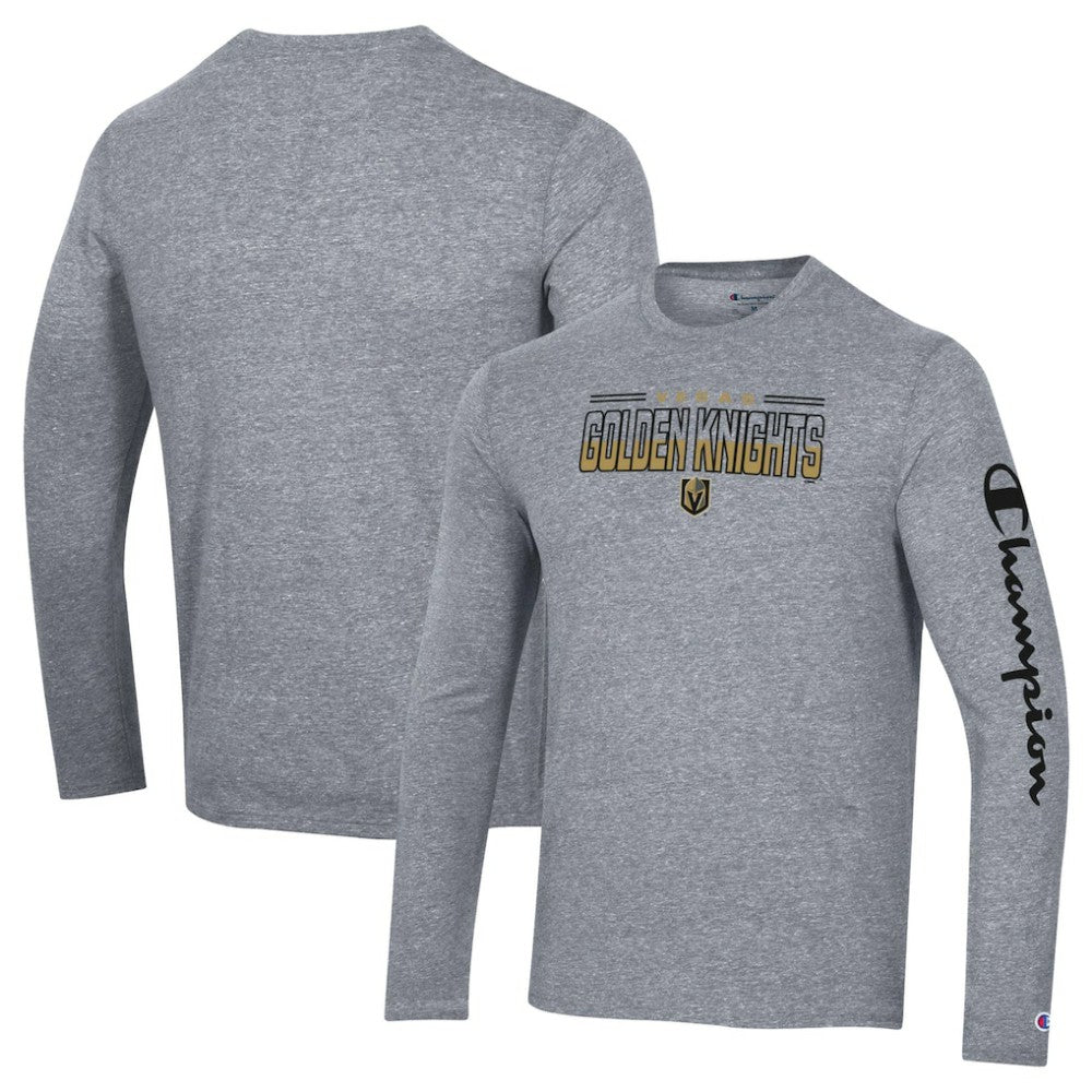 NHL Heather Gray Vegas Golden Knights Champion Tri-Blend Long Sleeve T-Shirt