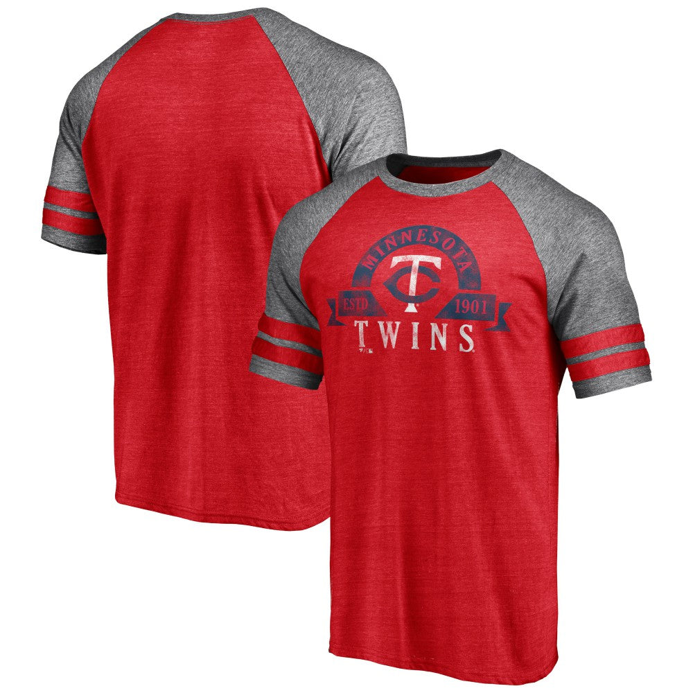 MLB Minnesota Twins Fanatics Utility Two-Stripe Raglan Tri-Blend T-Shirt