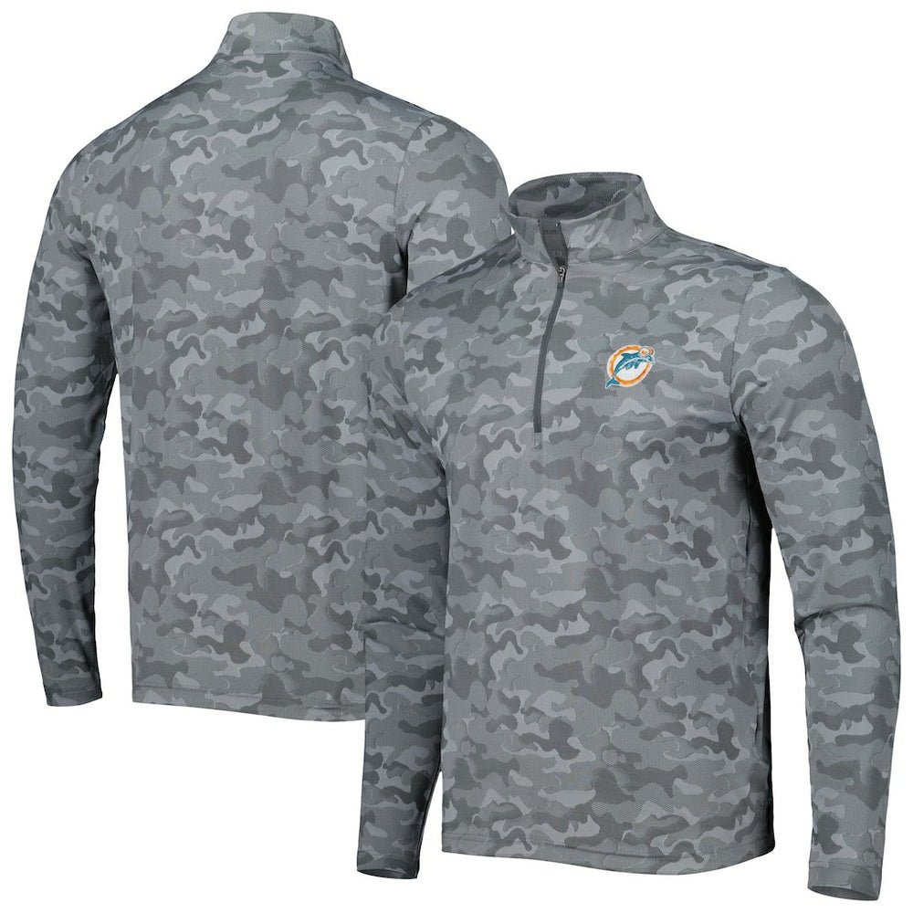 Antigua Brigade Throwback Quarter-Zip Top - Miami Dolphins