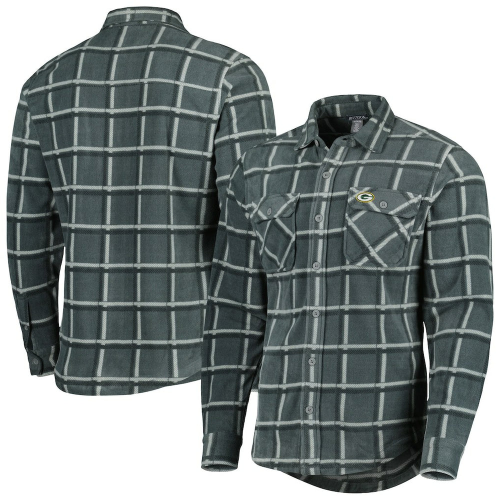 Antigua Industry Flannel Button-Up Shirt Jacket - Green Bay Packers