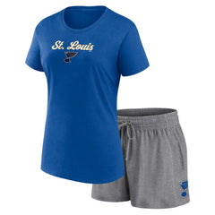 NHL Blue/Gray St. Louis Blues Fanatics Women's Script T-Shirt & Shorts Set