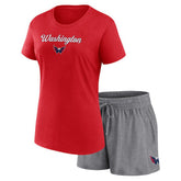 NHL Red/Heather Gray Washington Capitals Fanatics Women's Script T-Shirt & Shorts Set