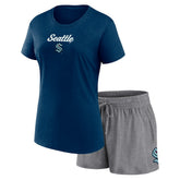 NHL Navy/Gray Seattle Kraken Fanatics Women's Script T-Shirt & Shorts Set