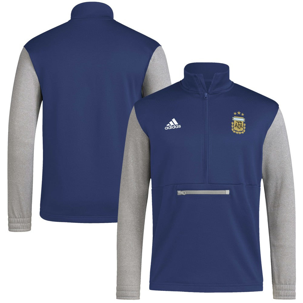 Argentina National Team Crest Long Sleeve Half-Zip Top - Adidas Navy