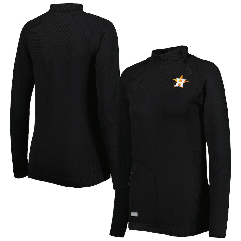 MLB Houston Astros Levelwear Women's Verse Asymmetrical Raglan Tri-Blend Quarter-Zip Jacket
