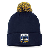 NHL Navy St. Louis Blues Fanatics 2023 NHL Draft Cuffed Knit Hat with Pom