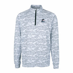 MLB Miami Marlins Cutter & Buck Big & Tall Traverse Camo Print Stretch Quarter-Zip Pullover Top