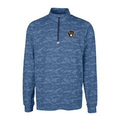 MLB Milwaukee Brewers Cutter & Buck Big & Tall Traverse Camo Print Stretch Quarter-Zip Pullover Top