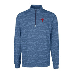 MLB Philadelphia Phillies Cutter & Buck Traverse Camo Print Stretch Quarter-Zip Pullover Top