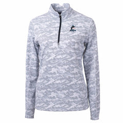 MLB Miami Marlins Cutter & Buck Women's Traverse Camo Print Stretch Quarter-Zip Pullover Top