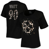 T.J. Watt Majestic Threads Women's Leopard Player Name & Number T-Shirt - Pittsburgh Steelers