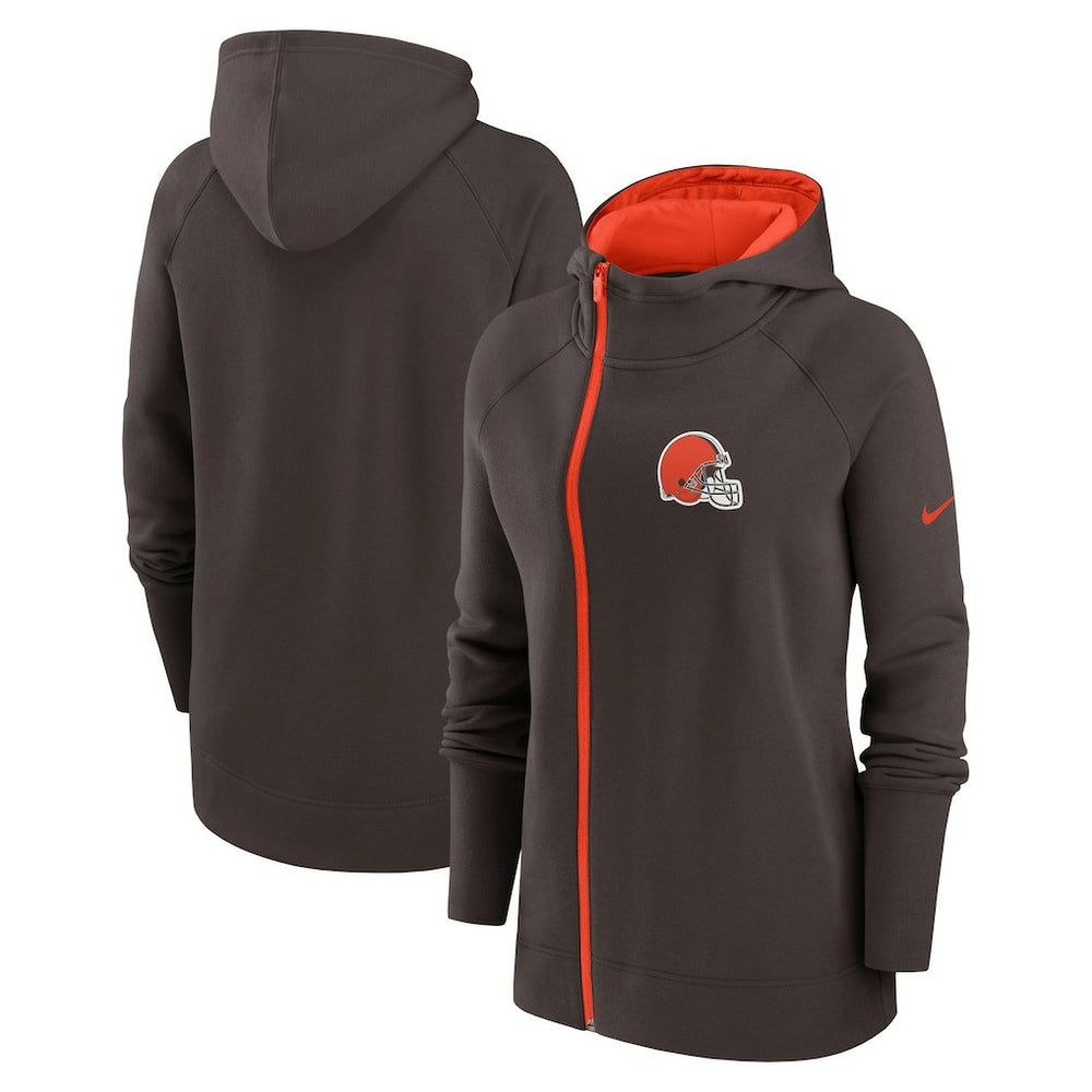 Women's Asymmetrical Raglan Full-Zip Hoodie - Cleveland Browns