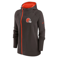 Women's Asymmetrical Raglan Full-Zip Hoodie - Cleveland Browns