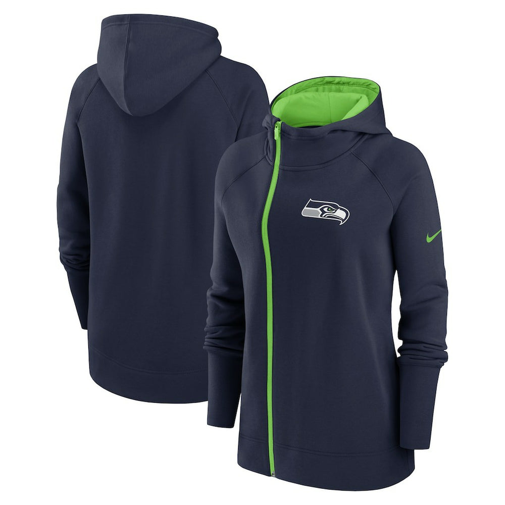 Women's Asymmetrical Raglan Full-Zip Hoodie - Seattle Seahawks