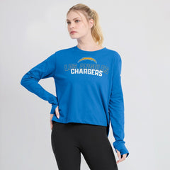 Women's Modest Crop Performance Long Sleeve T-Shirt - Los Angeles Chargers