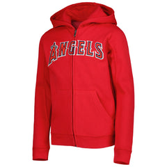 MLB Los Angeles Angels Youth Wordmark Full-Zip Fleece Hoodie