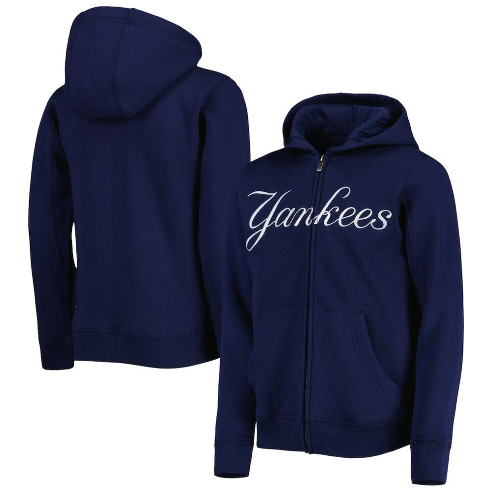 MLB New York Yankees Youth Wordmark Full-Zip Fleece Hoodie