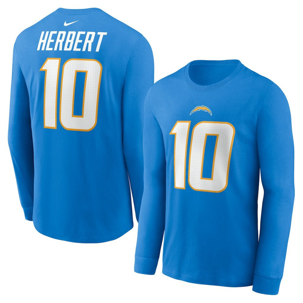 Justin Herbert Player Name & Number Long Sleeve T-Shirt - Los Angeles Chargers