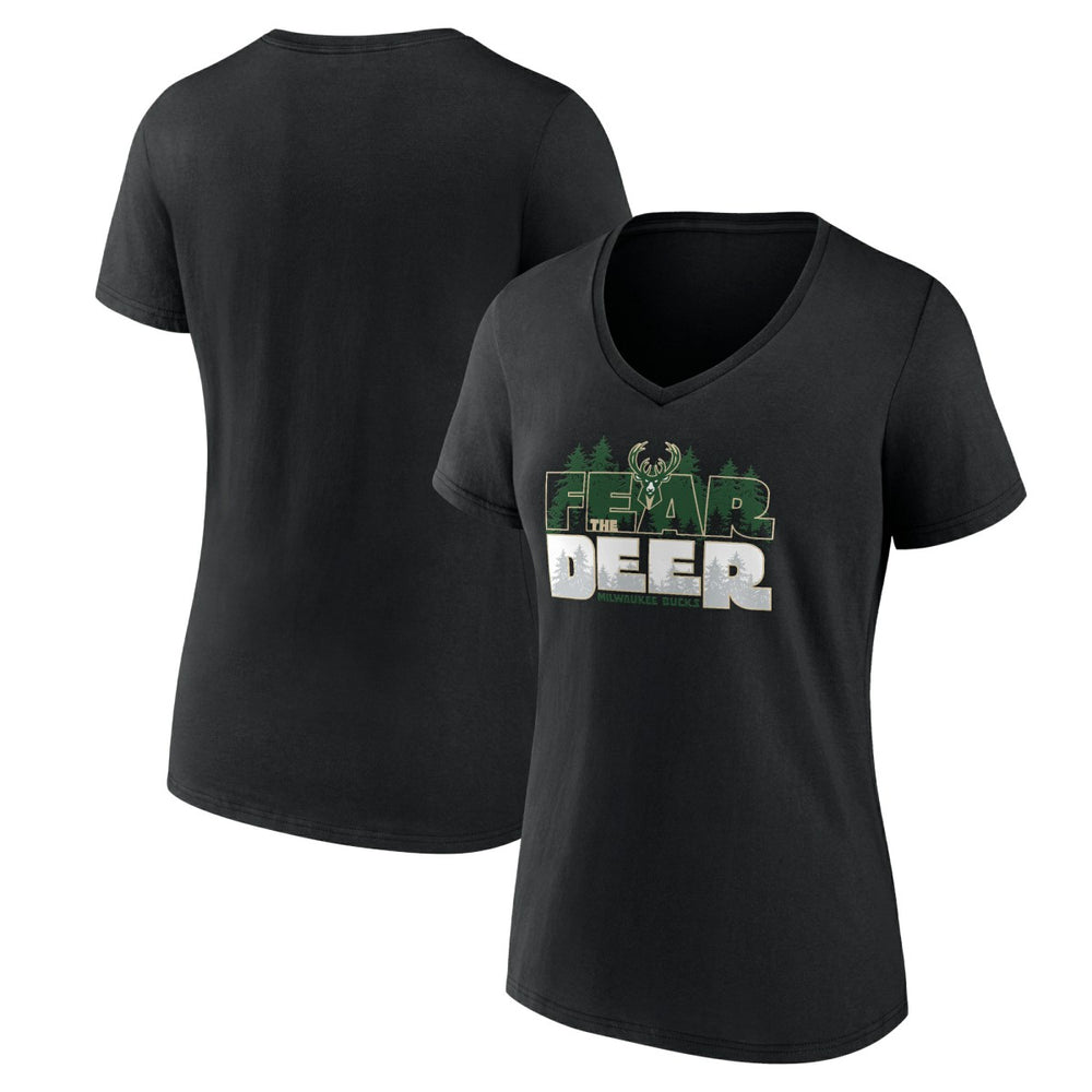 NBA Women's Black Milwaukee Bucks Core Hometown V-Neck T-Shirt for sale