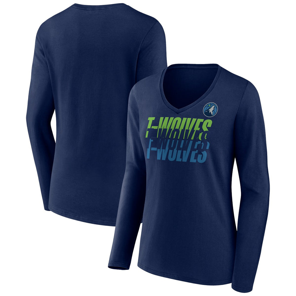 NBA Minnesota Timberwolves Women's Tumble V-Neck Long Sleeve T-Shirt