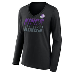 NBA Sacramento Kings Women's Tumble V-Neck Long Sleeve T-Shirt