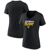 NHL Black Boston Bruins Women's Active Edge V-Neck T-Shirt