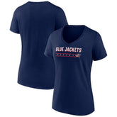 NHL Navy Columbus Blue Jackets Women's Primary Play V-Neck T-Shirt
