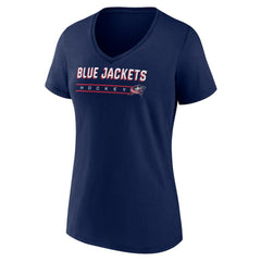 NHL Navy Columbus Blue Jackets Women's Primary Play V-Neck T-Shirt