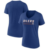 NHL Blue Edmonton Oilers Women's Primary Play V-Neck T-Shirt